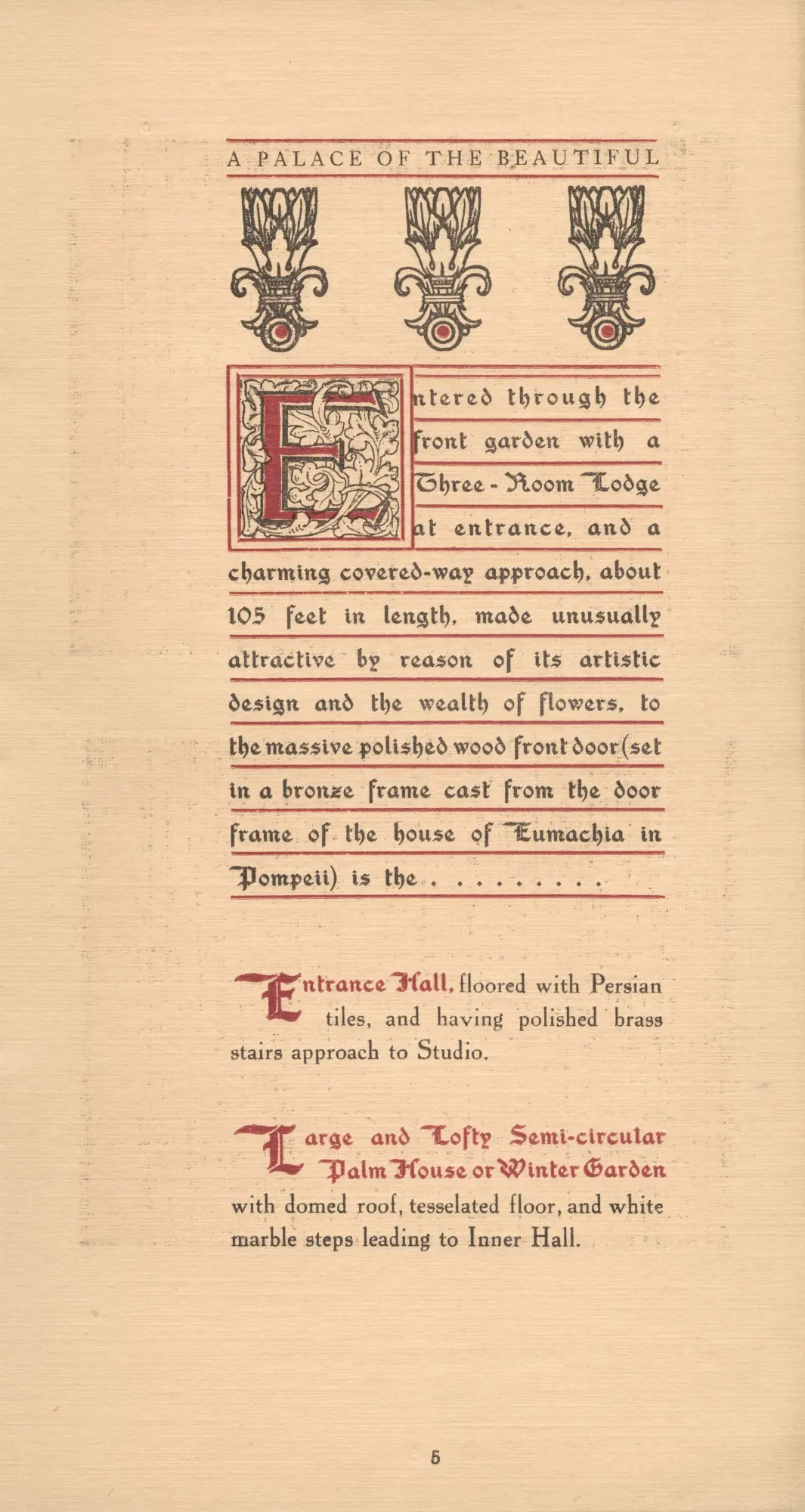 Brochure page describing the entrance